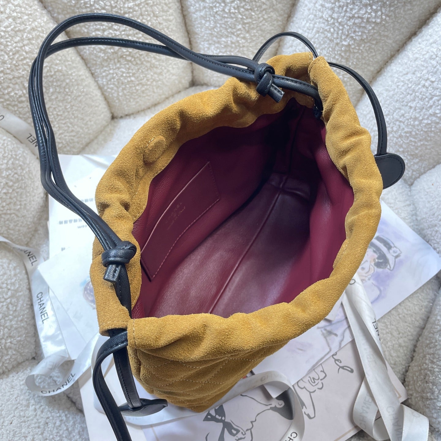Chanel 25 Small Hobo Bag Mustard Yellow Suede & Gold