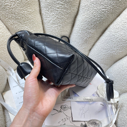 Chanel 25 Small Hobo Bag Black Lambskin & Gold