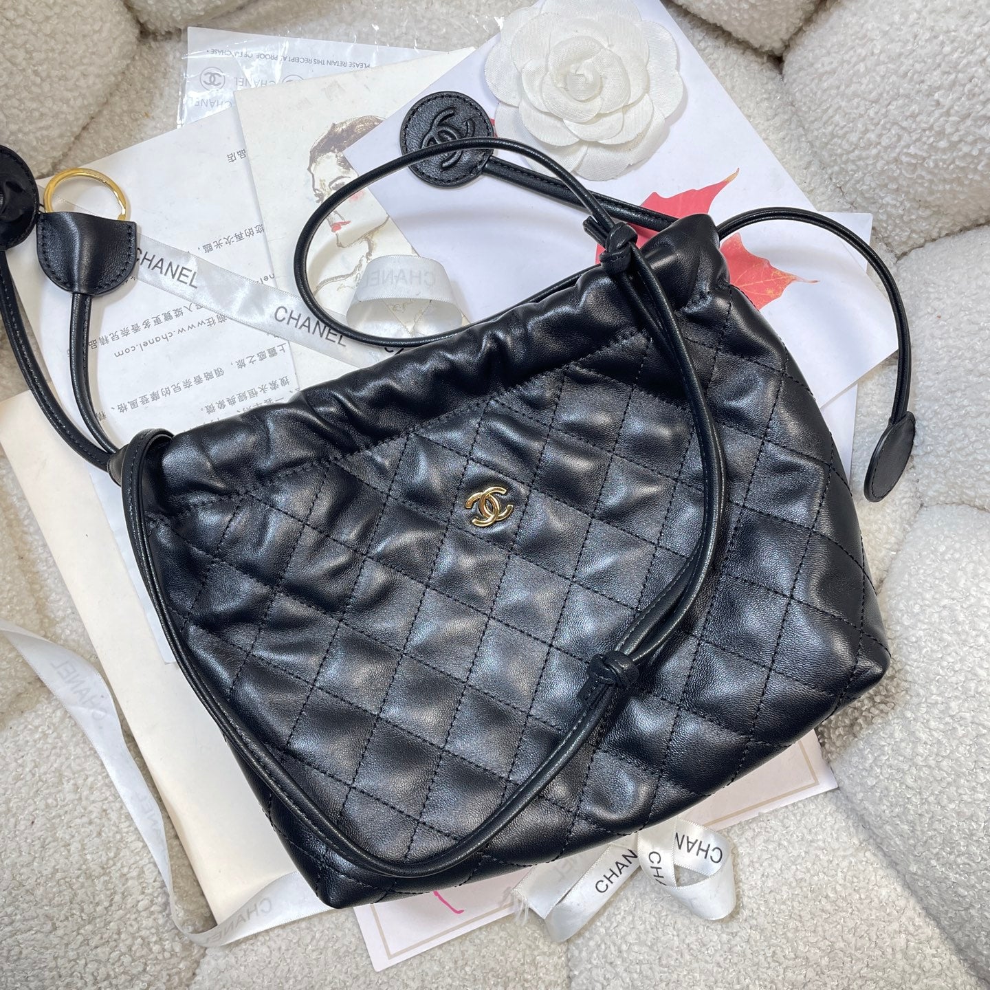 Chanel 25 Small Hobo Bag Black Lambskin & Gold