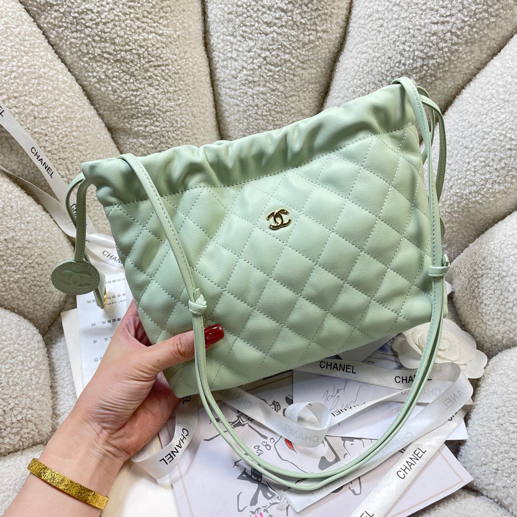 Chanel 25 Small Hobo Bag Mint Green Lambskin & Gold
