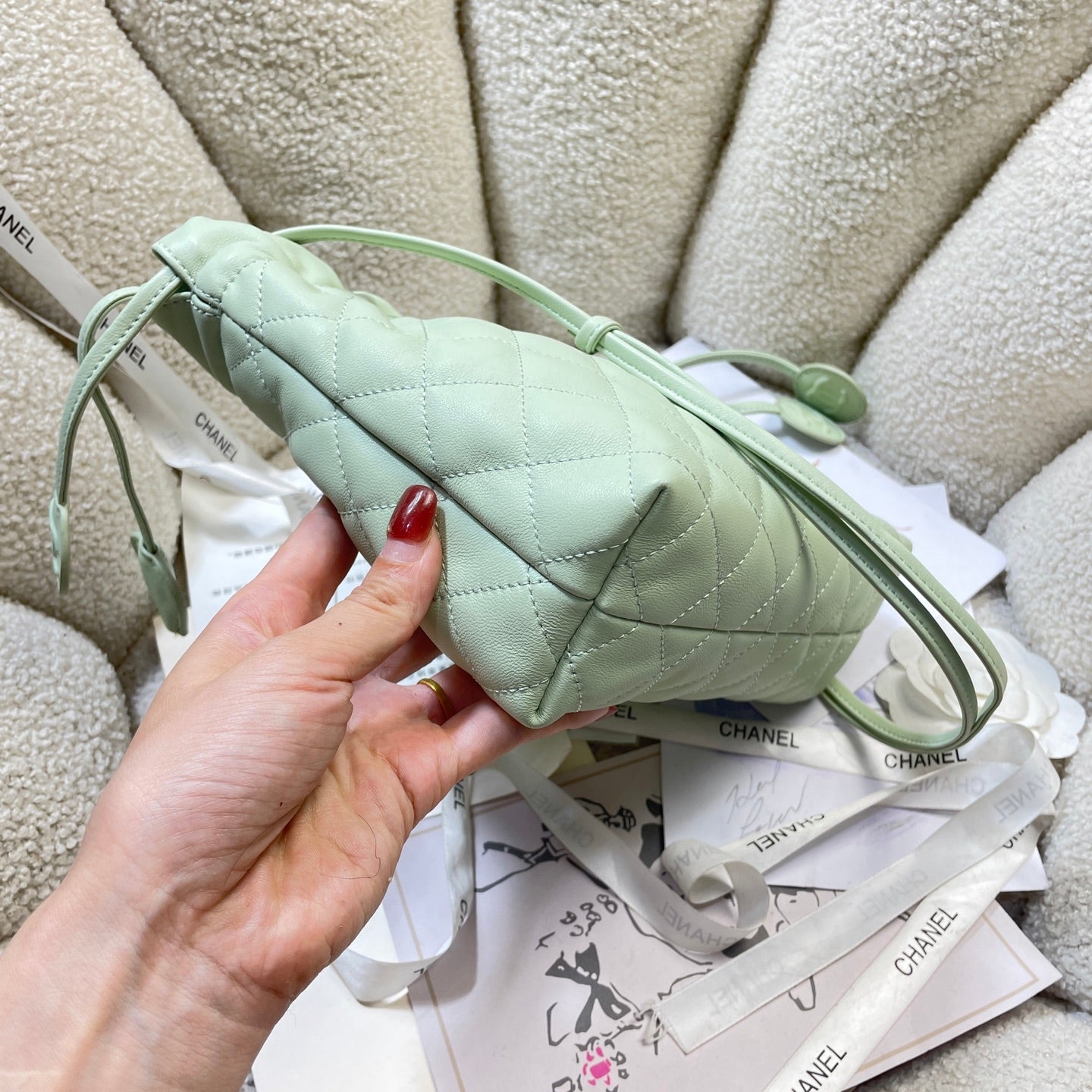 Chanel 25 Small Hobo Bag Mint Green Lambskin & Gold