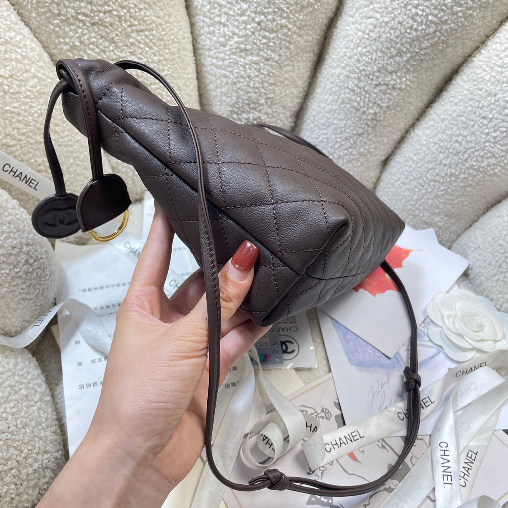 Chanel 25 Small Hobo Bag Dark Brown Lambskin & Gold
