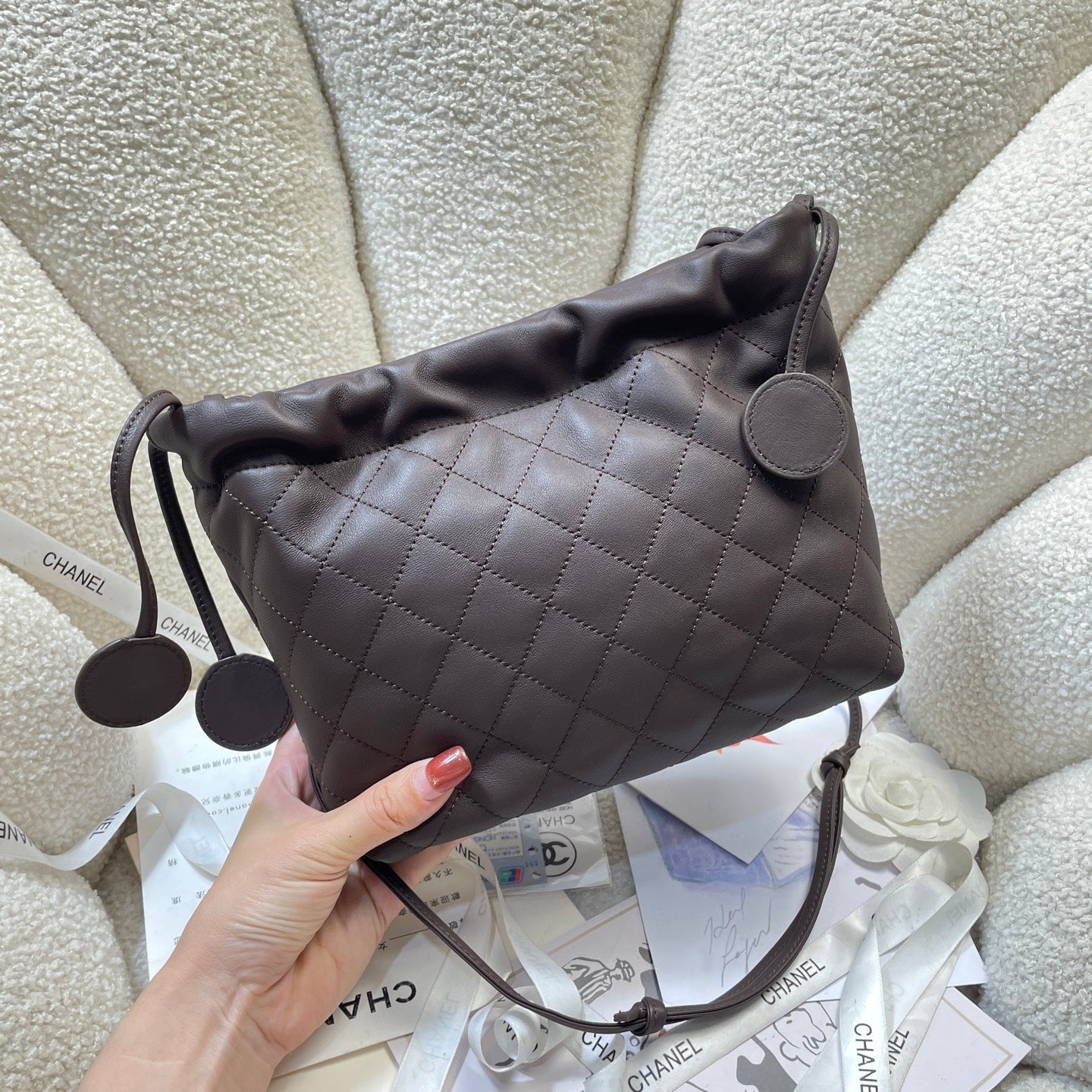 Chanel 25 Small Hobo Bag Dark Brown Lambskin & Gold