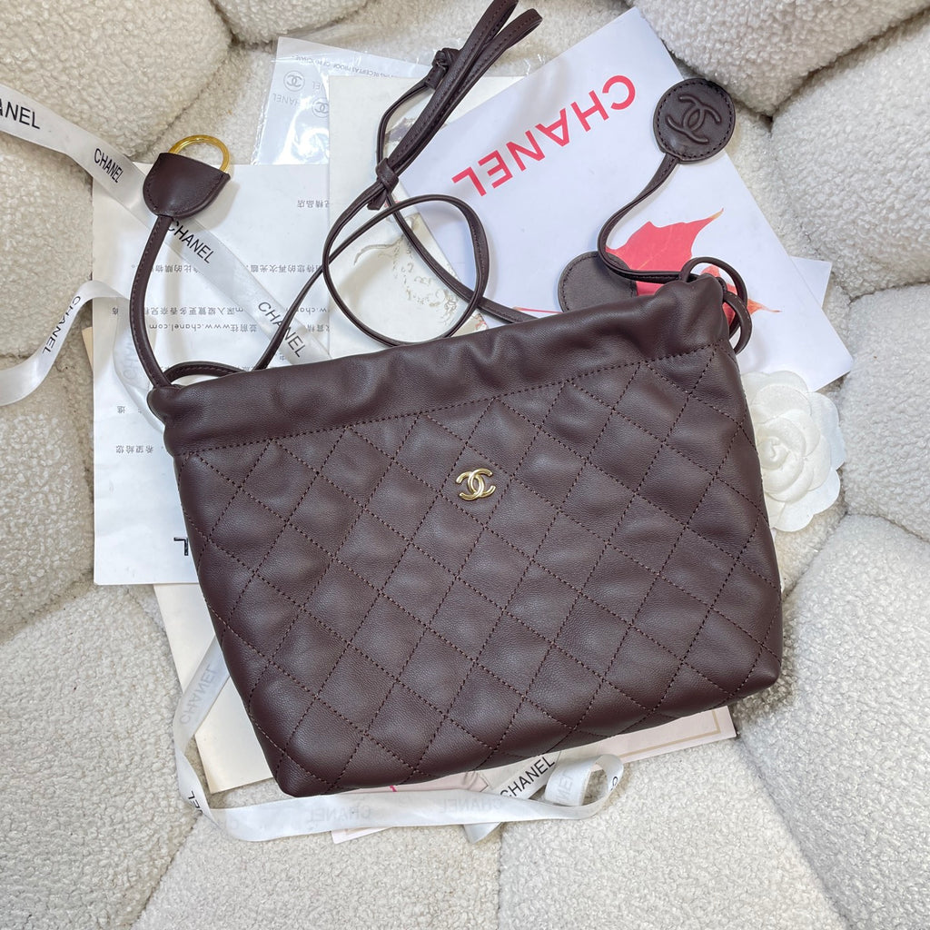 Chanel 25 Small Hobo Bag Dark Brown Lambskin & Gold