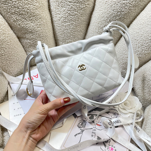Chanel 25 Mini Hobo Bag White Lambskin & Gold