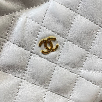 Chanel 25 Mini Hobo Bag White Lambskin & Gold