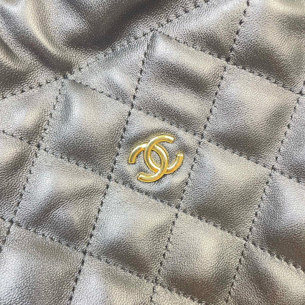 Chanel 25 Mini Hobo Bag Black Lambskin & Gold