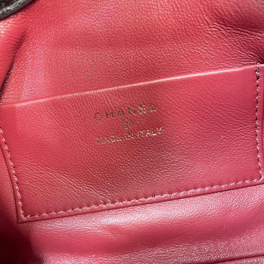 Chanel 25 Mini Hobo Bag Black Lambskin & Gold