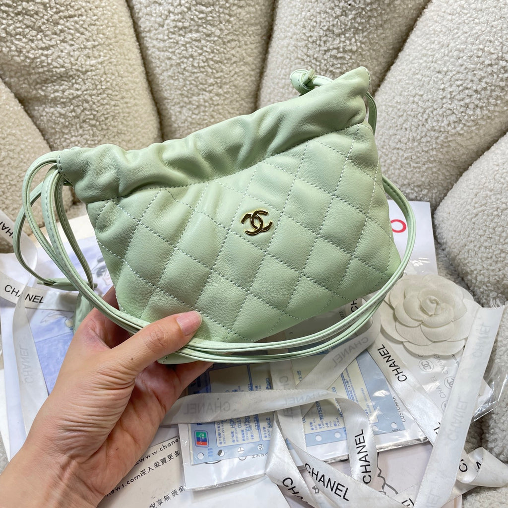Chanel 25 Mini Hobo Bag Mint Green Lambskin & Gold