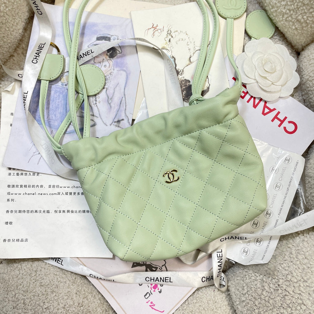 Chanel 25 Mini Hobo Bag Mint Green Lambskin & Gold