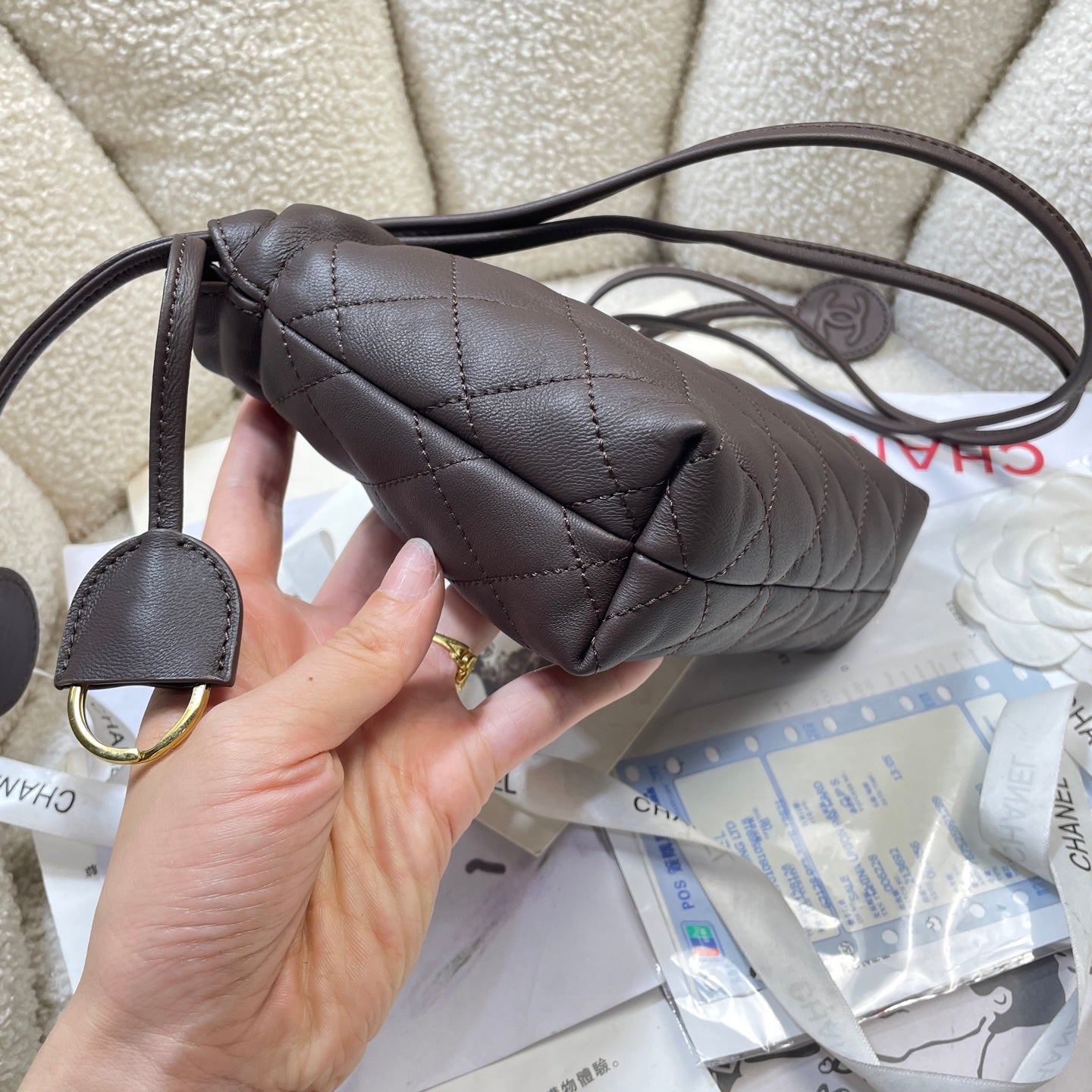 Chanel 25 Mini Hobo Bag Dark Brown Lambskin & Gold