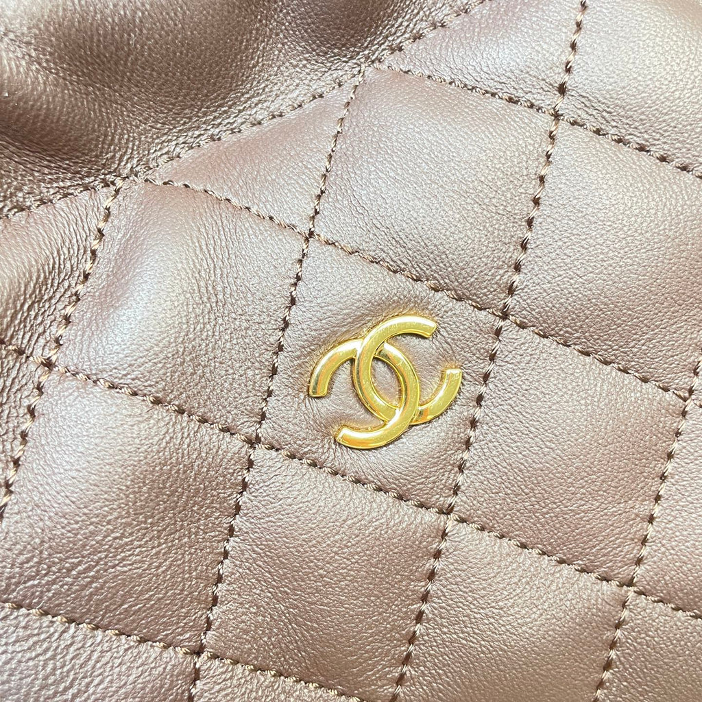 Chanel 25 Mini Hobo Bag Dark Brown Lambskin & Gold