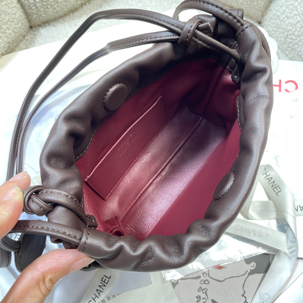 Chanel 25 Mini Hobo Bag Dark Brown Lambskin & Gold