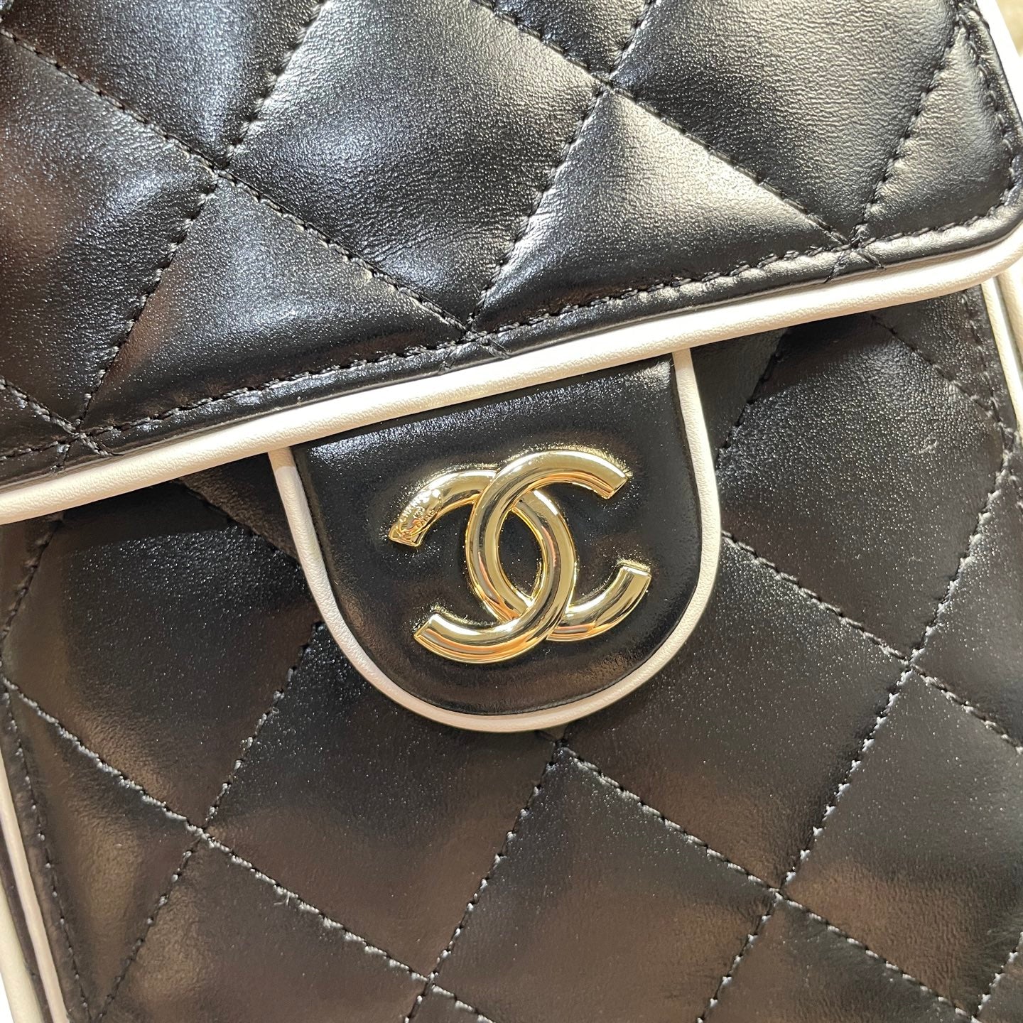 Chanel 25C Cruise Quilted Lambskin Drawstring Bucket Bag Black & Silver