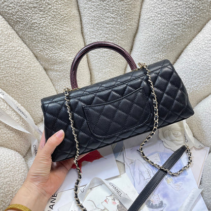 Chanel 26P Coco Handle Horizontal Flap Bag Black Caviar & Silver