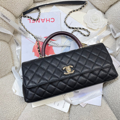 Chanel 26P Coco Handle Horizontal Flap Bag Black Caviar & Silver