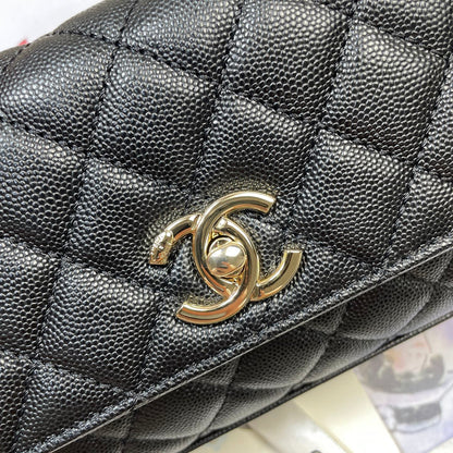 Chanel 26P Coco Handle Horizontal Flap Bag Black Caviar & Silver