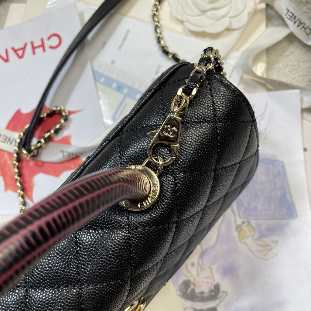 Chanel 26P Coco Handle Horizontal Flap Bag Black Caviar & Silver