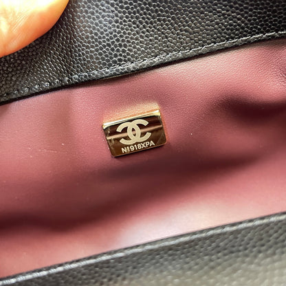 Chanel 26P Coco Handle Horizontal Flap Bag Black Caviar & Silver