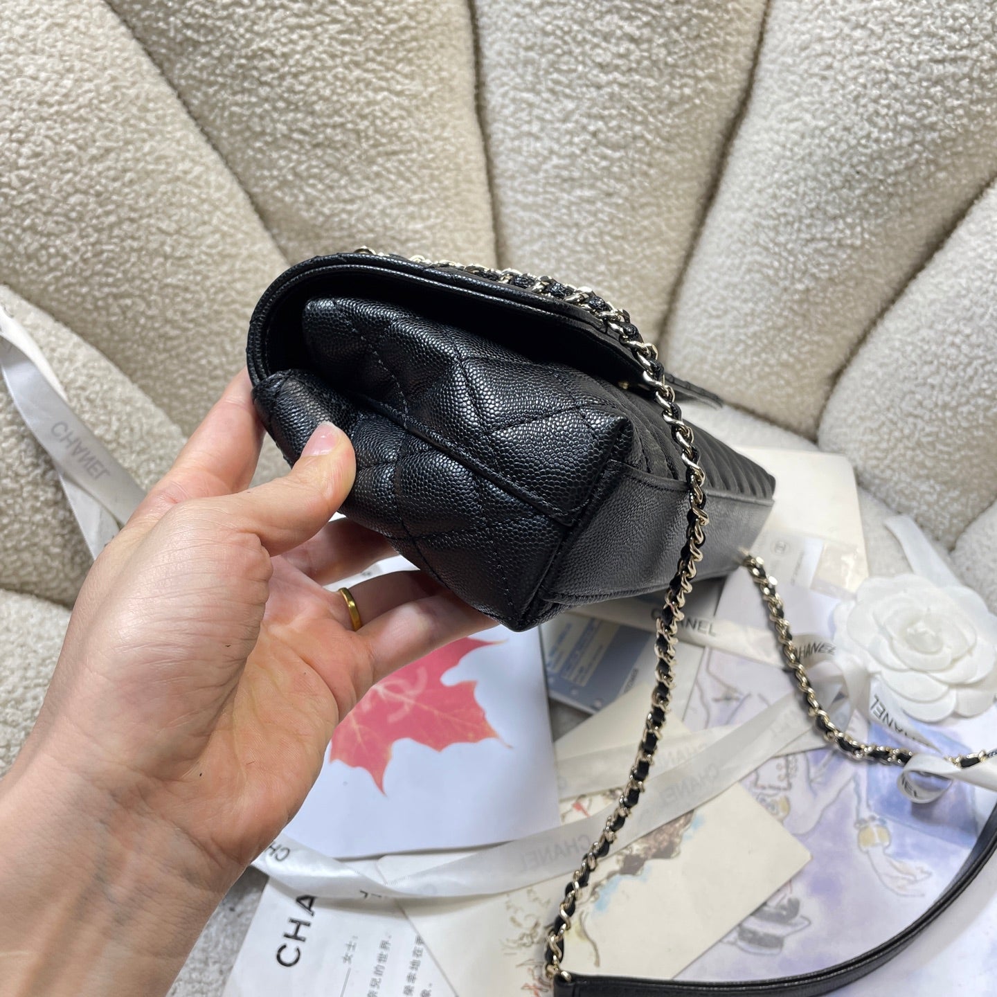 Chanel 26P Coco Handle Horizontal Flap Bag Black Caviar & Silver