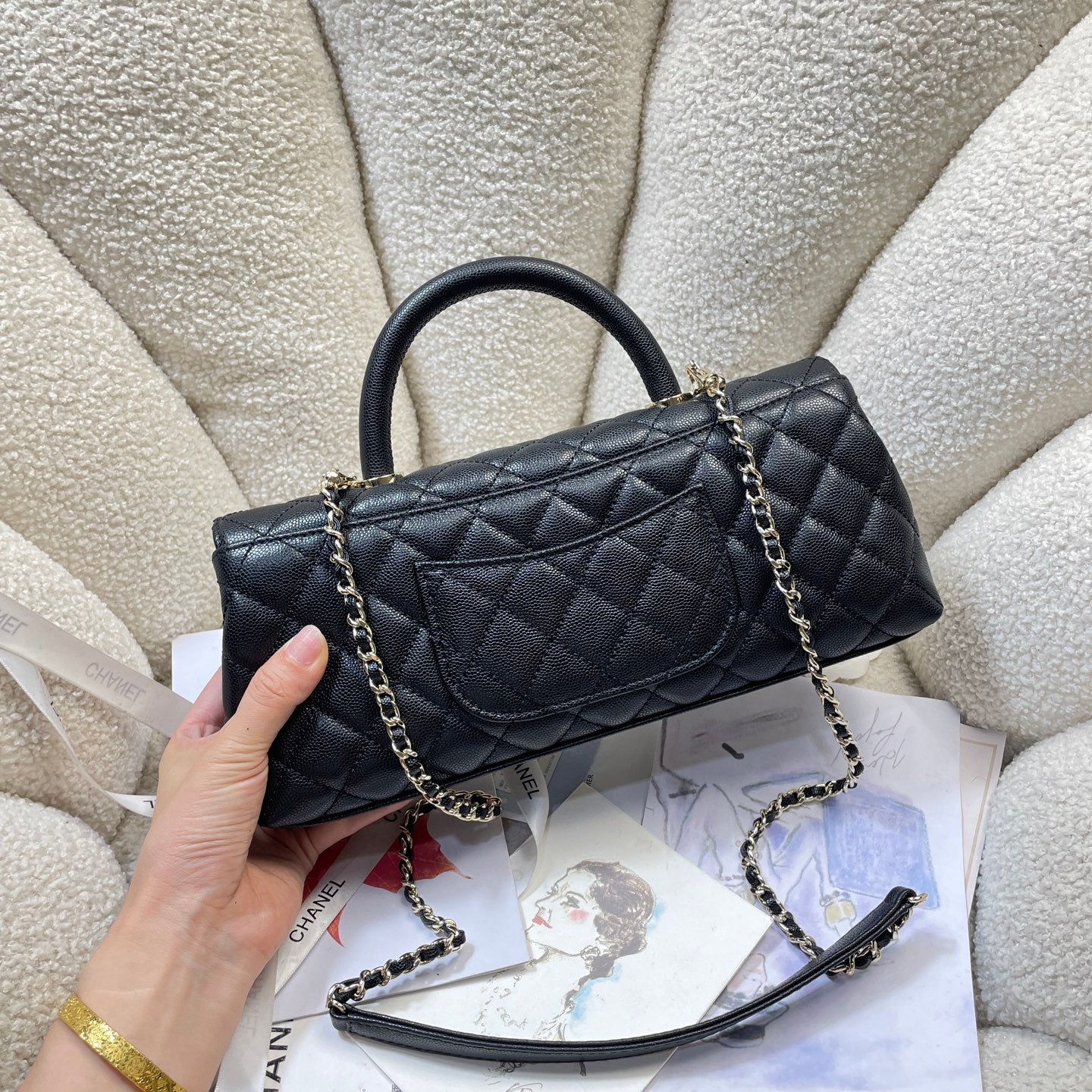 Chanel 26P Coco Handle Horizontal Flap Bag Black Caviar & Silver