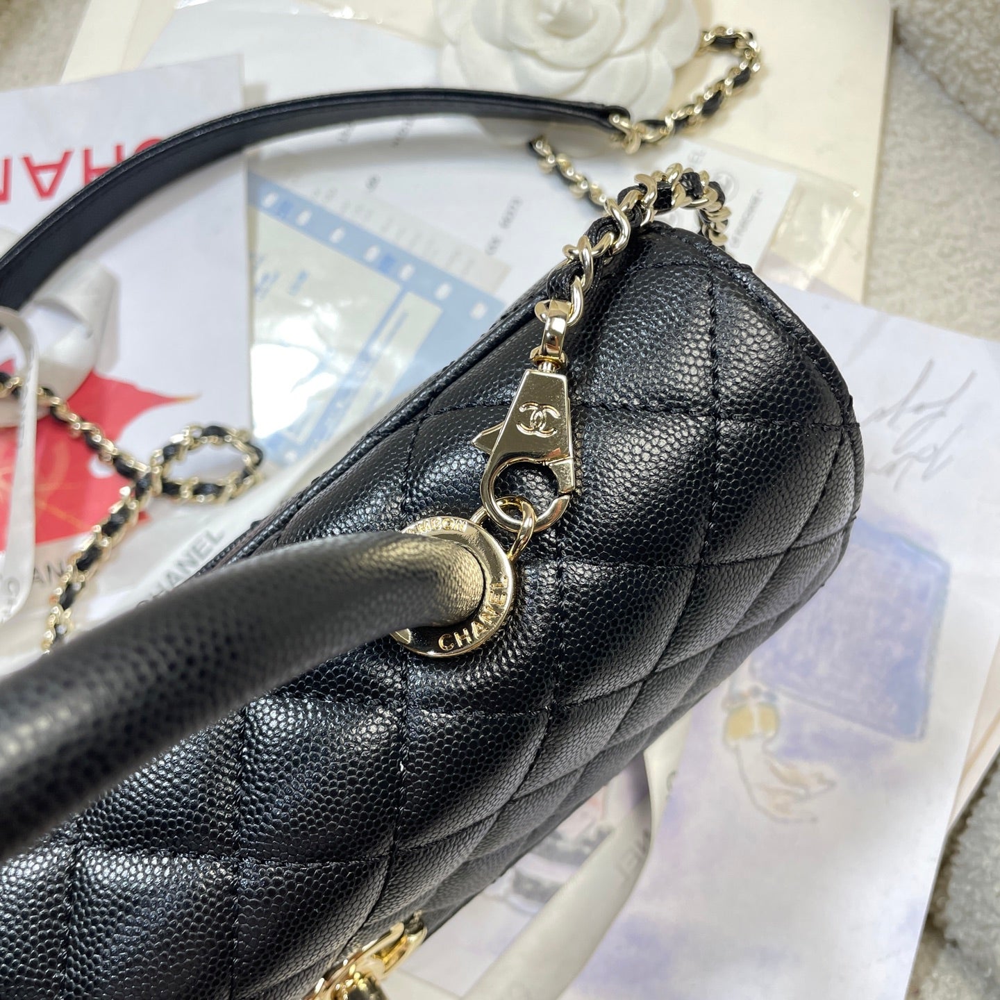 Chanel 26P Coco Handle Horizontal Flap Bag Black Caviar & Silver