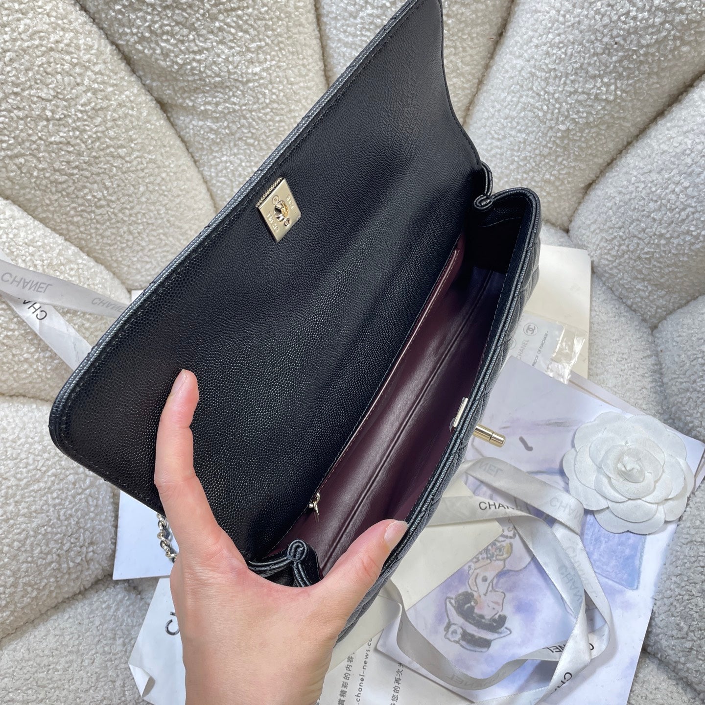 Chanel 26P Coco Handle Horizontal Flap Bag Black Caviar & Silver