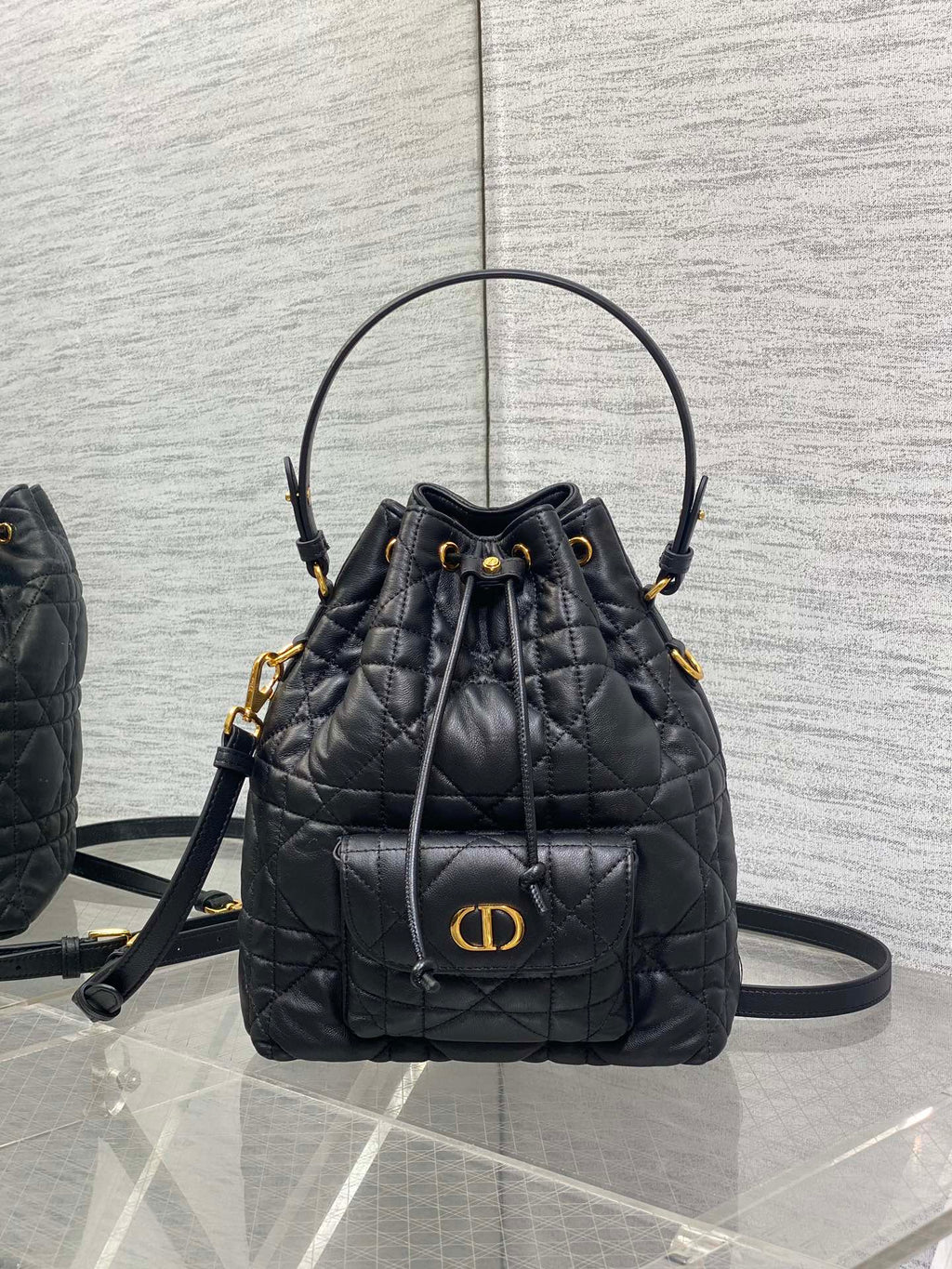 Dior Caro Bucket Bag Cannage Lambskin & Gold — New | 3 Colors Available