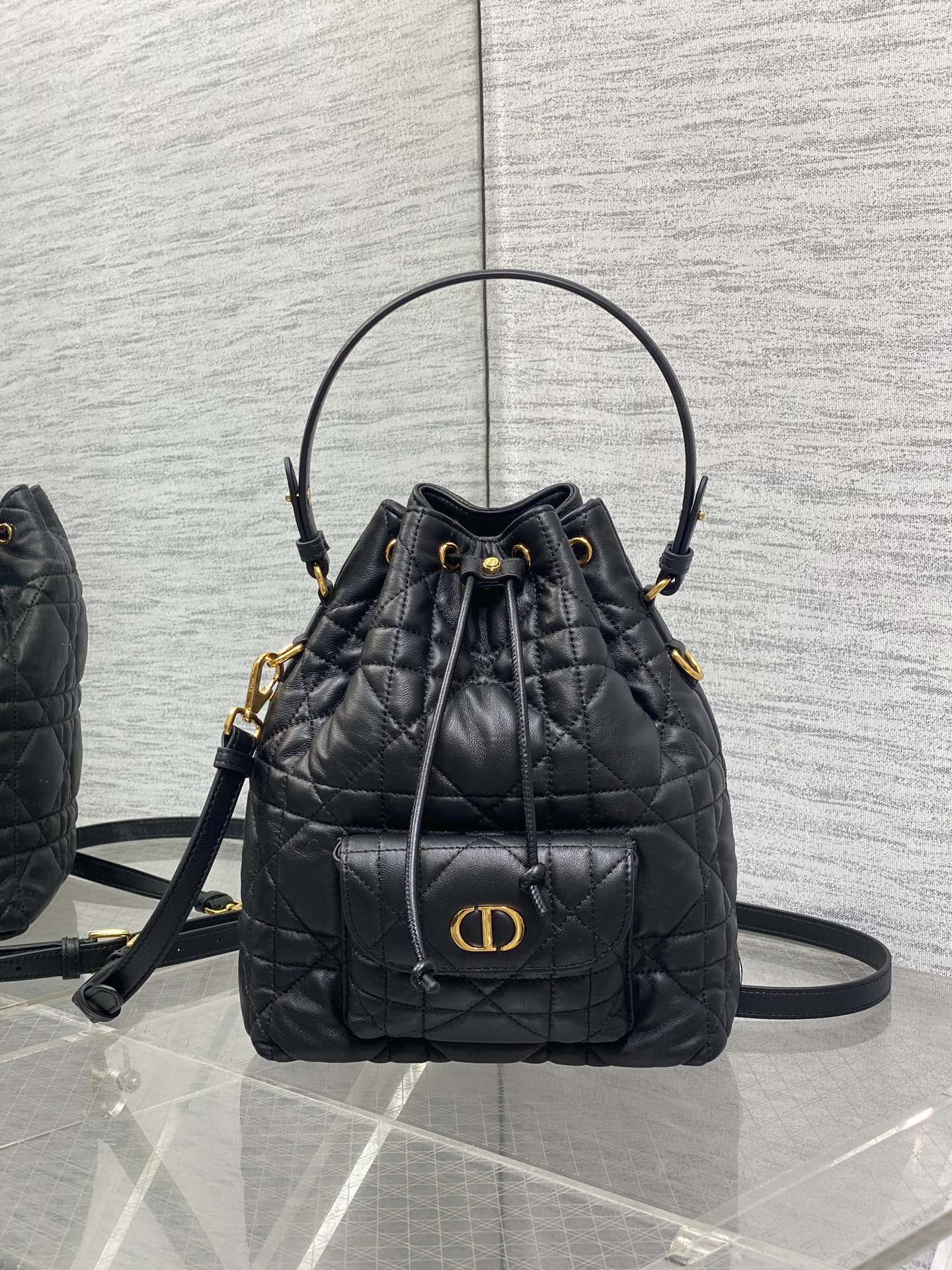 Dior Caro Bucket Bag Cannage Lambskin & Gold — New | 3 Colors Available