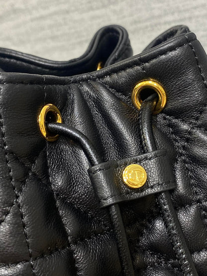 Dior Caro Bucket Bag Cannage Lambskin & Gold — New | 3 Colors Available