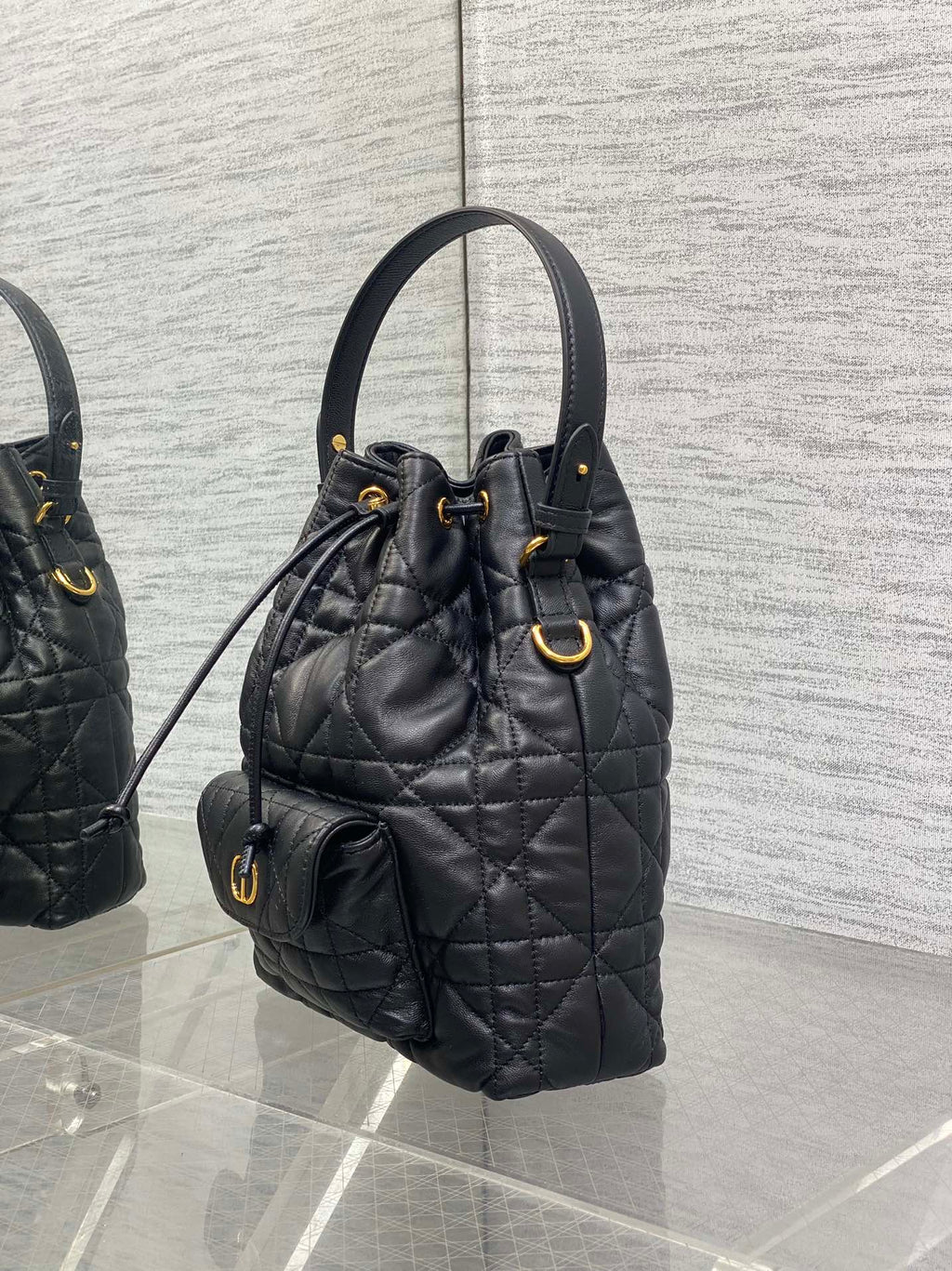 Dior Caro Bucket Bag Cannage Lambskin & Gold — New | 3 Colors Available