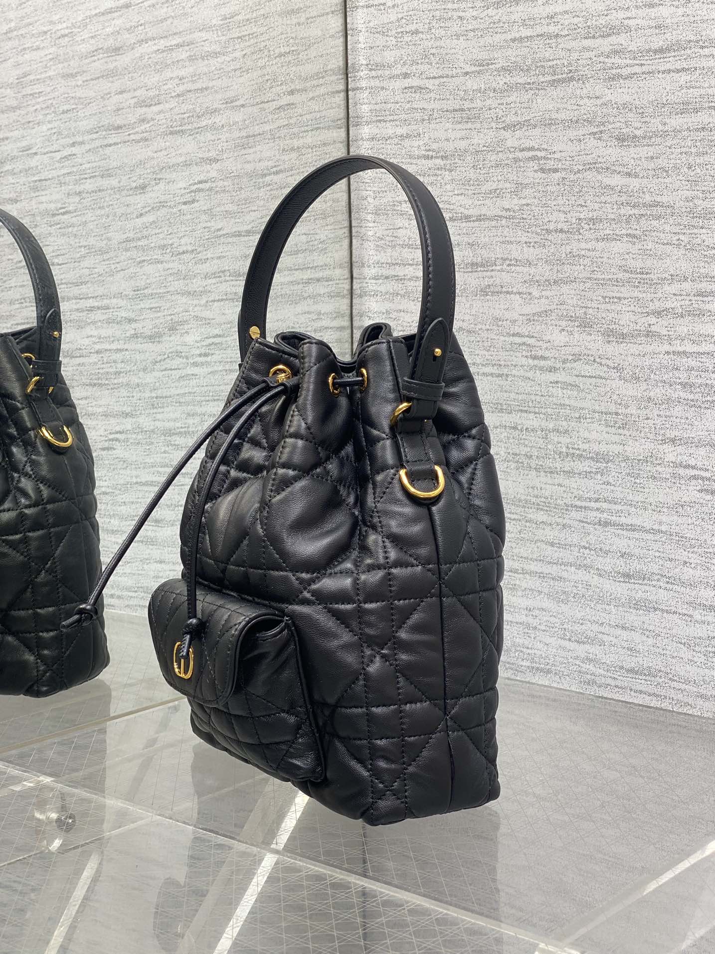 Dior Caro Bucket Bag Cannage Lambskin & Gold — New | 3 Colors Available