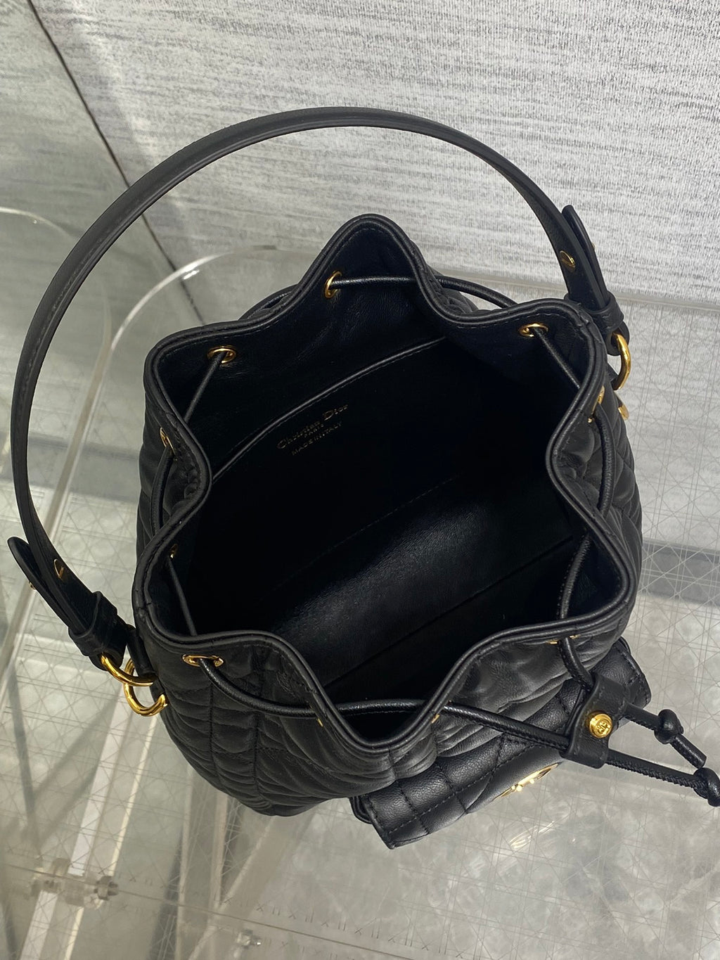 Dior Caro Bucket Bag Cannage Lambskin & Gold — New | 3 Colors Available