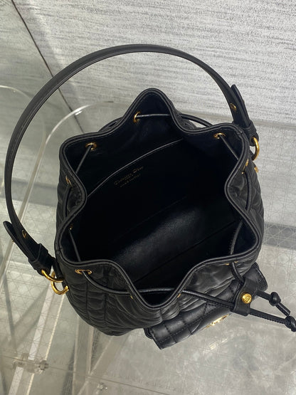Dior Caro Bucket Bag Cannage Lambskin & Gold — New | 3 Colors Available