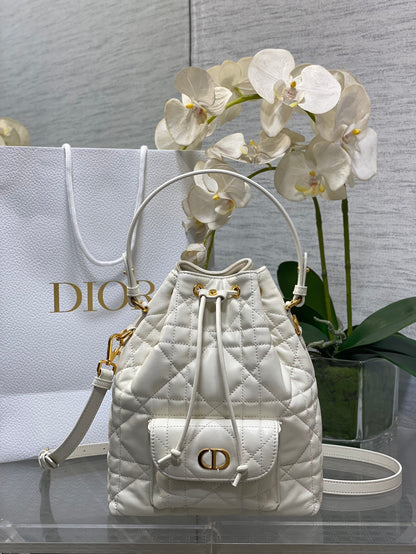 Dior Caro Bucket Bag Cannage Lambskin & Gold — New | 3 Colors Available