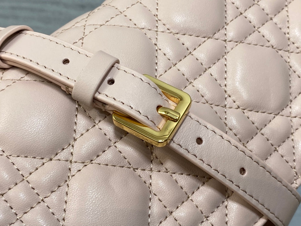 Dior Jolie Flap Bag Blush Pink Cannage Lambskin & Gold Pearl — New
