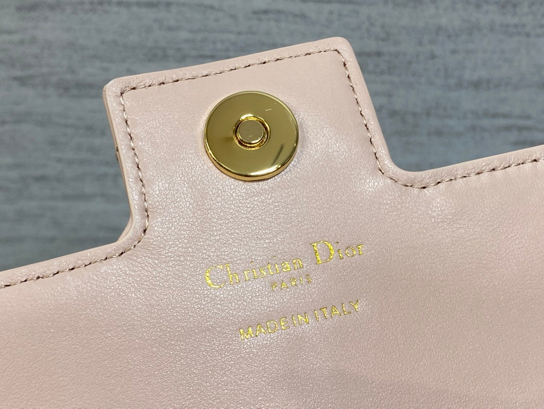 Dior Jolie Flap Bag Blush Pink Cannage Lambskin & Gold Pearl — New