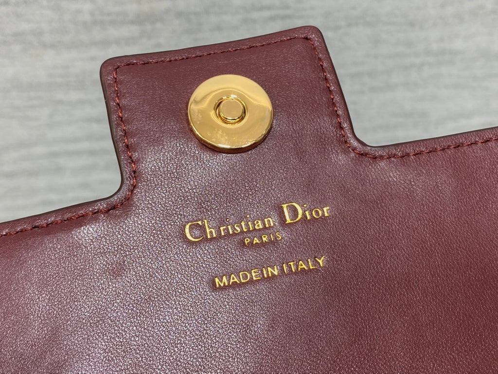 Dior Jolie Flap Bag Burgundy Cannage Lambskin & Gold Pearl — New