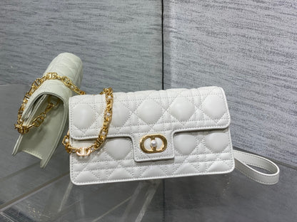 Dior Jolie Flap Bag White Cannage Lambskin & Gold Pearl — New