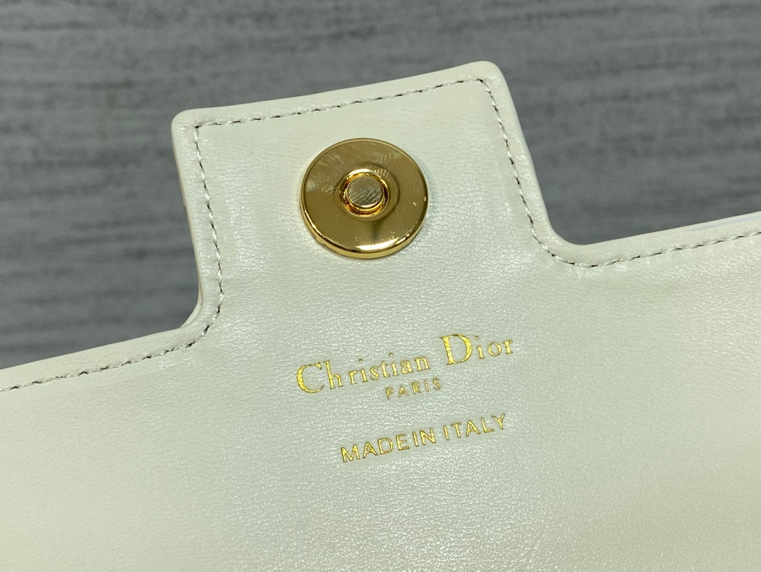 Dior Jolie Flap Bag White Cannage Lambskin & Gold Pearl — New
