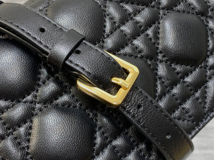 Dior Jolie Flap Bag Black Cannage Lambskin & Gold Pearl — New