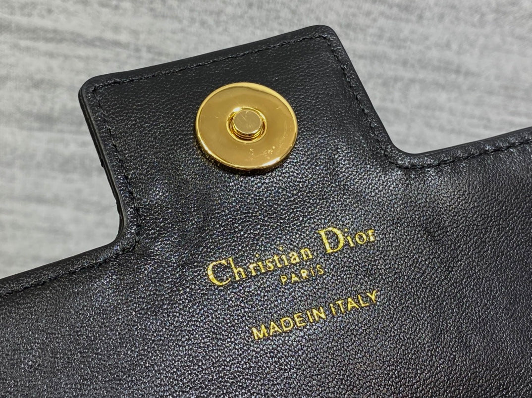 Dior Jolie Flap Bag Black Cannage Lambskin & Gold Pearl — New