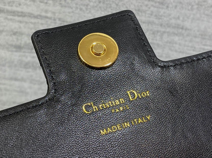 Dior Jolie Flap Bag Black Cannage Lambskin & Gold Pearl — New