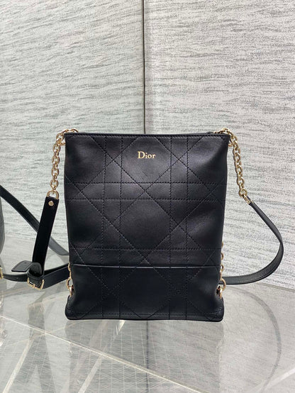Dior 2026 Trianon Hobo Chain Bag Black Cannage Lambskin & Gold — New