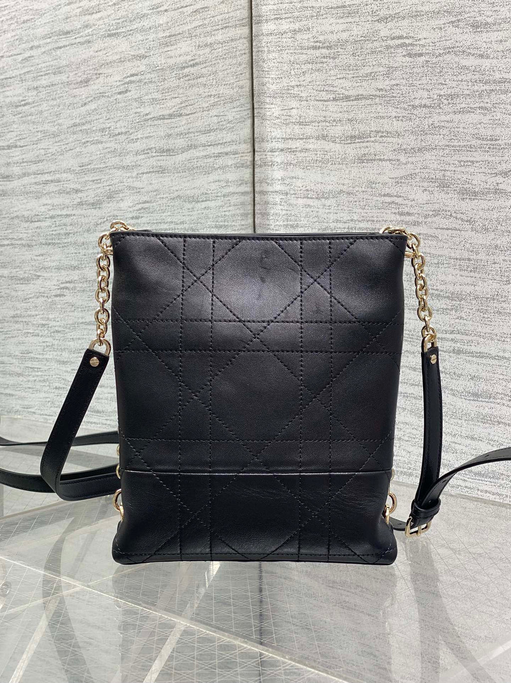 Dior 2026 Trianon Hobo Chain Bag Black Cannage Lambskin & Gold — New