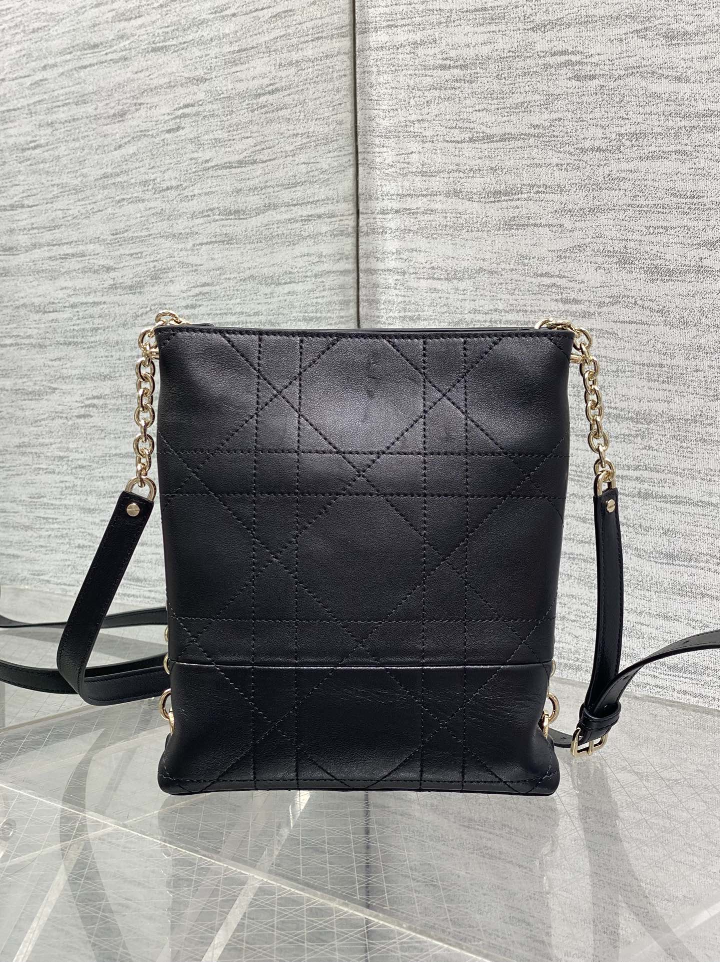 Dior 2026 Trianon Hobo Chain Bag Black Cannage Lambskin & Gold — New