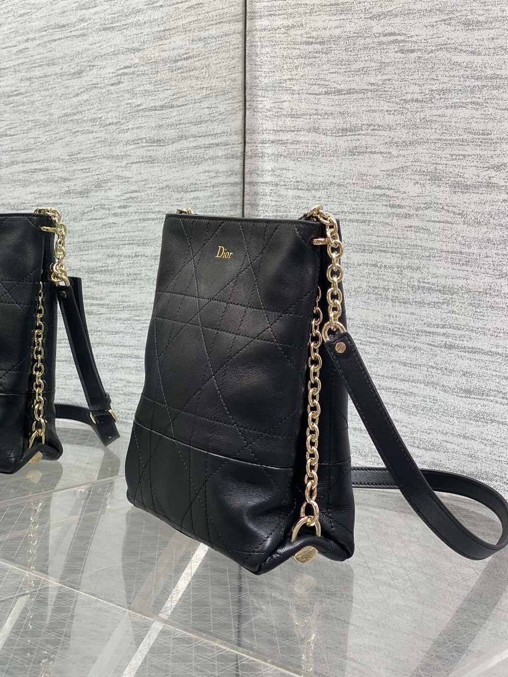 Dior 2026 Trianon Hobo Chain Bag Black Cannage Lambskin & Gold — New