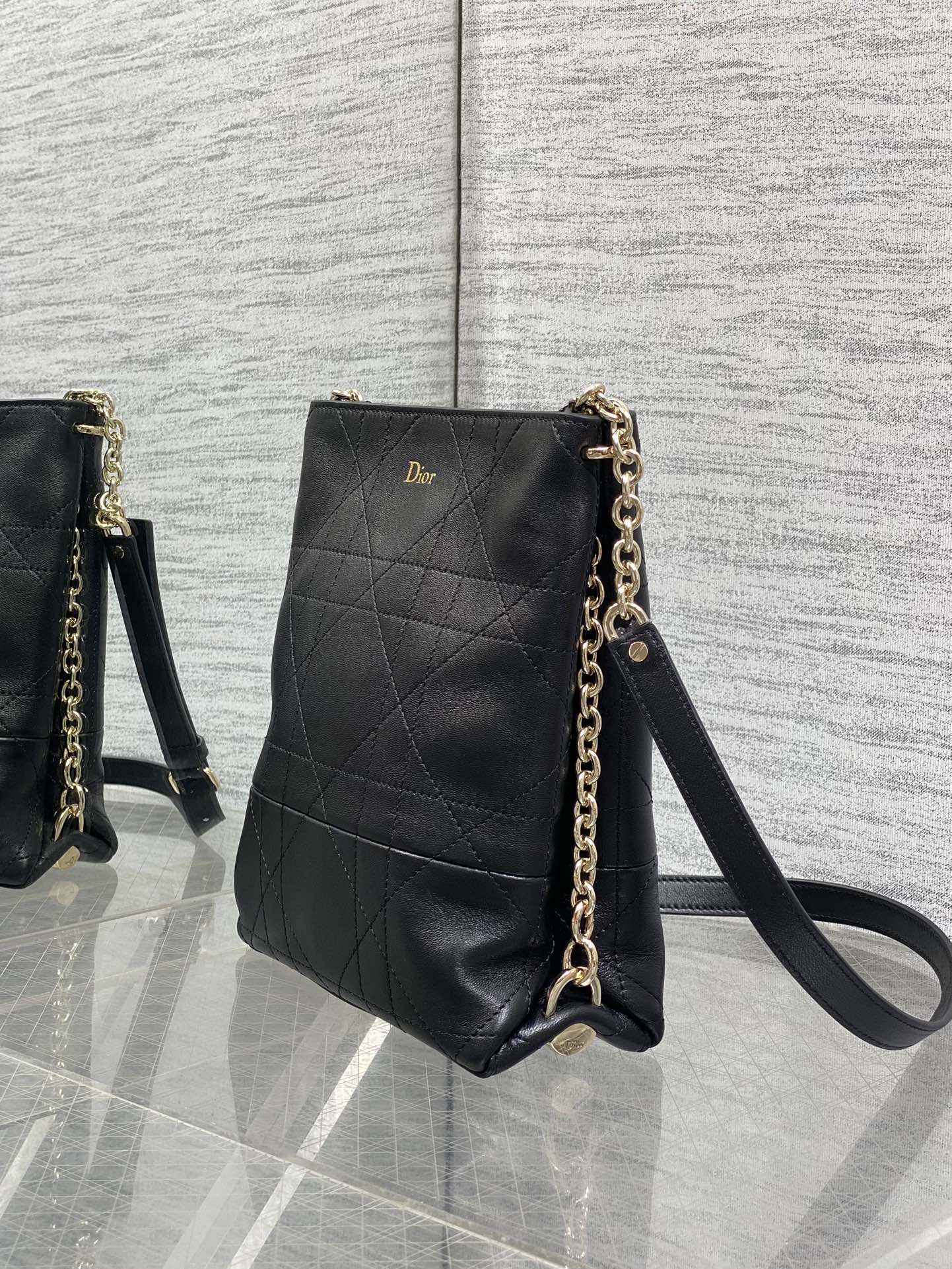 Dior 2026 Trianon Hobo Chain Bag Black Cannage Lambskin & Gold — New