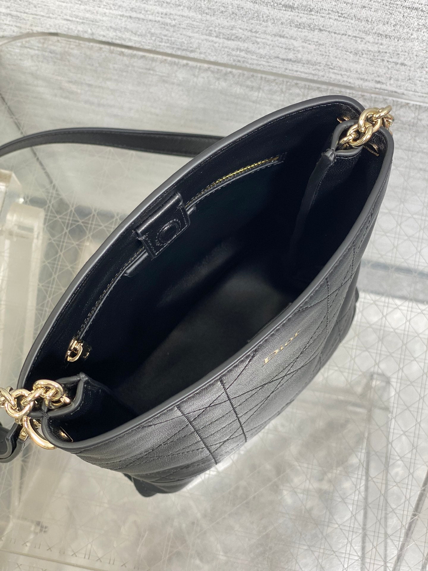 Dior 2026 Trianon Hobo Chain Bag Black Cannage Lambskin & Gold — New