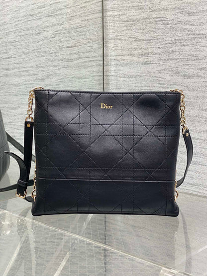 Dior 2026 Trianon Hobo Chain Bag Black Cannage Lambskin & Gold Large — New